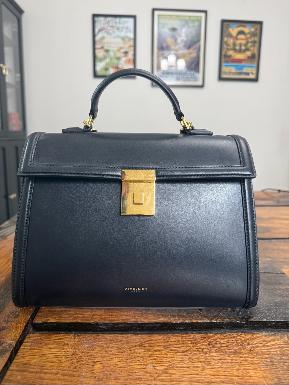 DeMellier Paris MIDI Black Satchel with Gold Hardware - Picture 9 of 14